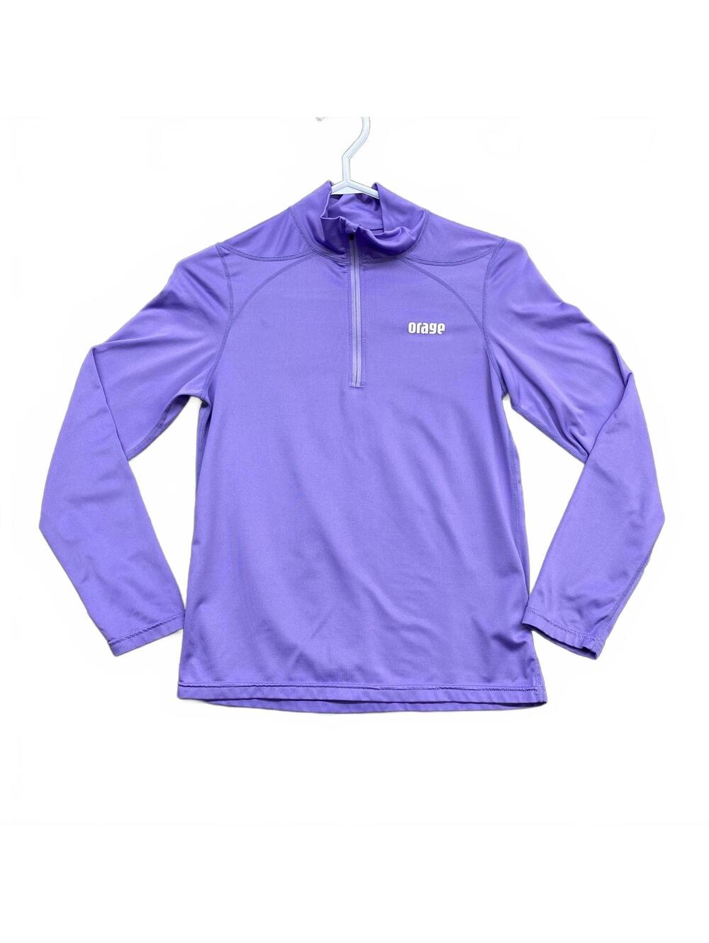 Orage Women’s Purple Quarter Zip Athletic Pullover Top Size XS Stretch Polyester